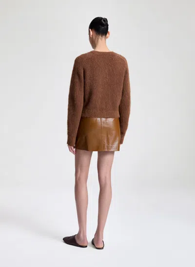A.l.c Cowan Glossy Leather Mini Skirt In Saddle In Brown