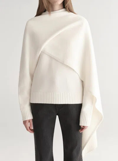 A.l.c Davin Draped Wool Sweater In Ivory In Multi
