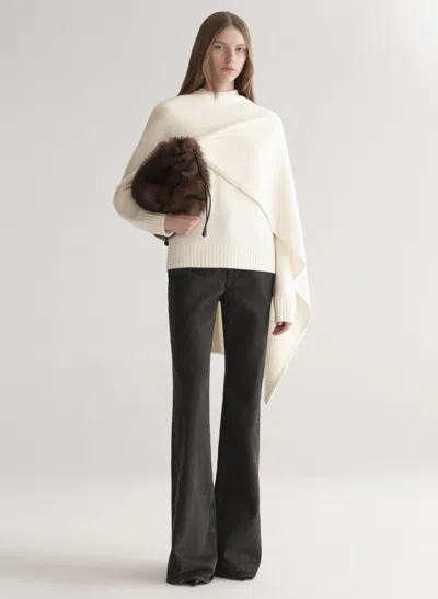 A.l.c Davin Draped Wool Sweater In Ivory In Multi
