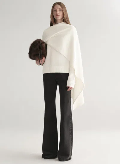 A.l.c Davin Draped Wool Sweater In Ivory In Multi