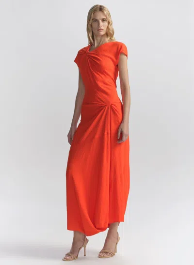A.l.c Willa Textured Crepe Midi Dress In Persimmon In Orange