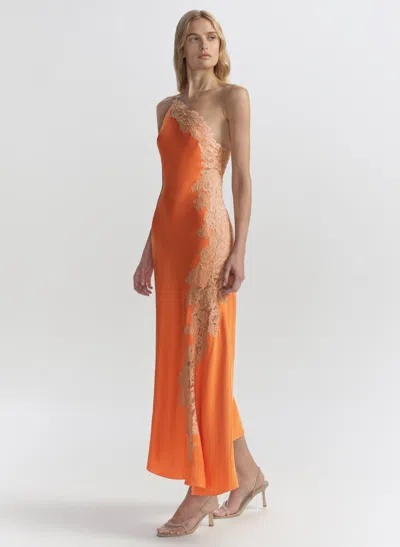 A.l.c Lou Lace-embroidered One-shoulder Slip Dress In Orange