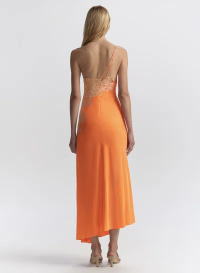 A.l.c Lou Lace-embroidered One-shoulder Slip Dress In Orange