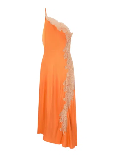 A.l.c Lou Lace-embroidered One-shoulder Slip Dress In Orange