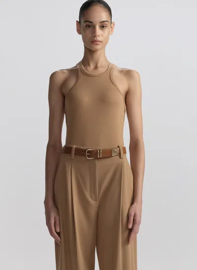 A.l.c Dean Racerback Rib Knit Tank In Brown