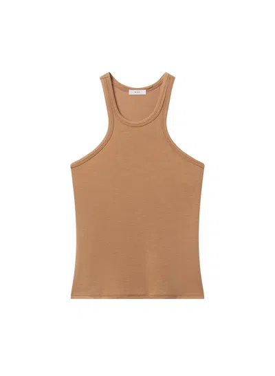 A.l.c Dean Racerback Rib Knit Tank In Brown