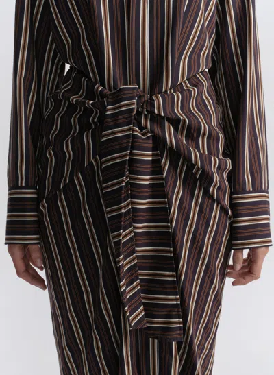 A.l.c Mila Striped Midi Shirtdress In Brown