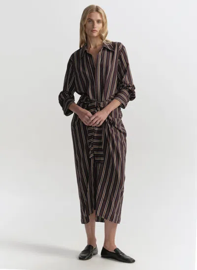 A.l.c Mila Striped Midi Shirtdress In Brown