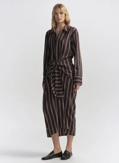 A.l.c Mila Striped Midi Shirtdress In Brown