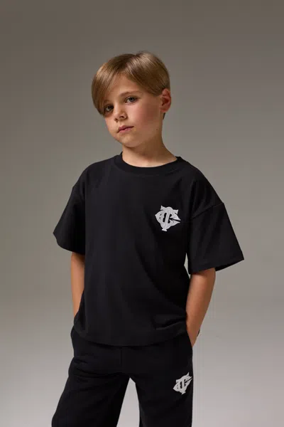 The Couture Club Junior Monogram Emblem Applique T-shirt - Black