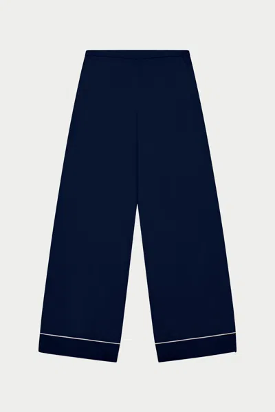 The Couture Club Womens Navy Embroidered-logo Ribbed Knit Trousers In Blue