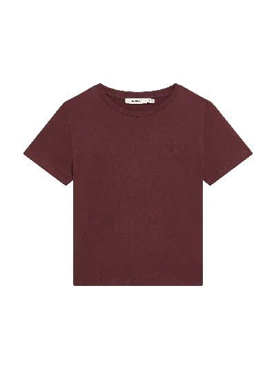 Pangaia Womens Cotton-stretch Slim T-shirt—chestnut Maroon In Burgundy