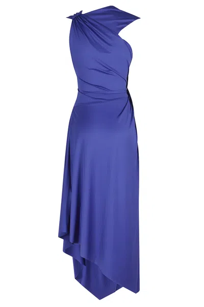Victoria Beckham Cap Sleeve Midi Dress In Bright Indigo In Blue