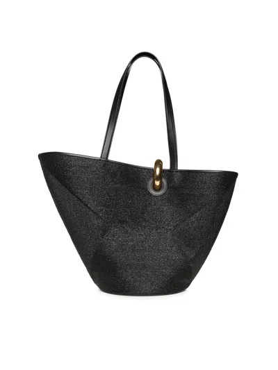 Jacquemus Large Tote Bag Gold Tone Hardware Top Handles In Black