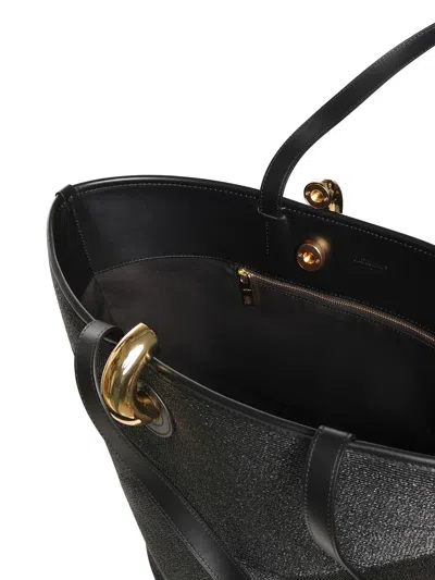 Jacquemus Large Tote Bag Gold Tone Hardware Top Handles In Black