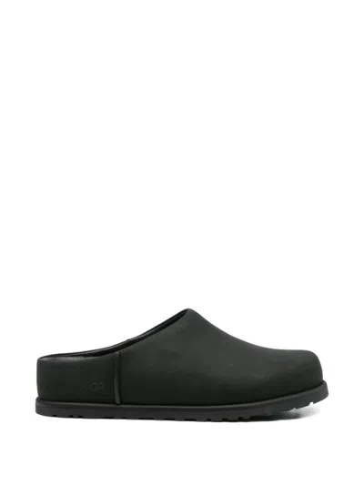 Ugg Otzo Smooth Leather Backless Loafers In Black