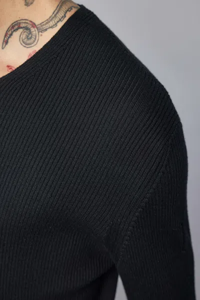 K'ang Mens Fitted Distressed Pullover In Black