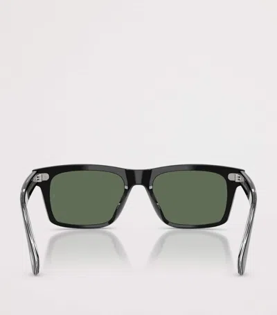 Oliver Peoples 0ov5596su Bold Rectangular Frame Sunglasses With Dark Green Lenses In Black
