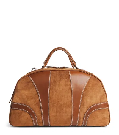 Dries Van Noten Leather-trimmed Suede Duffel Bag In Brown