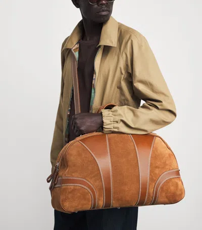Dries Van Noten Leather-trimmed Suede Duffel Bag In Brown