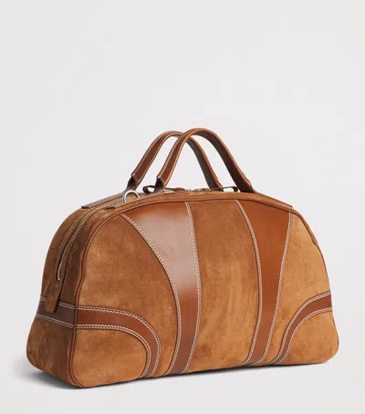 Dries Van Noten Leather-trimmed Suede Duffel Bag In Brown