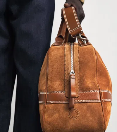 Dries Van Noten Leather-trimmed Suede Duffel Bag In Brown