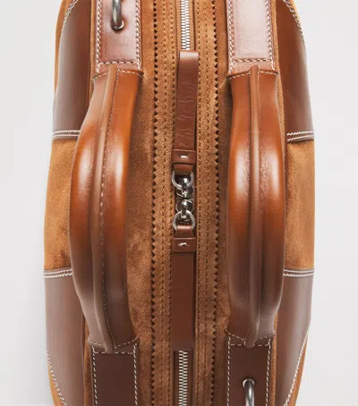 Dries Van Noten Leather-trimmed Suede Duffel Bag In Brown