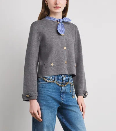 Maje Cardigan With Removable Tie In Gray