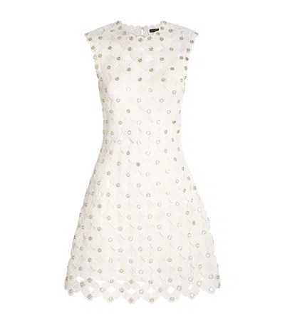 Maje Womens White Sleeveless Sequin-embellished Crochet Mini Dress