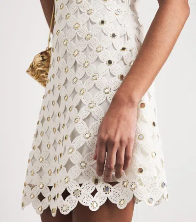 Maje Womens White Sleeveless Sequin-embellished Crochet Mini Dress