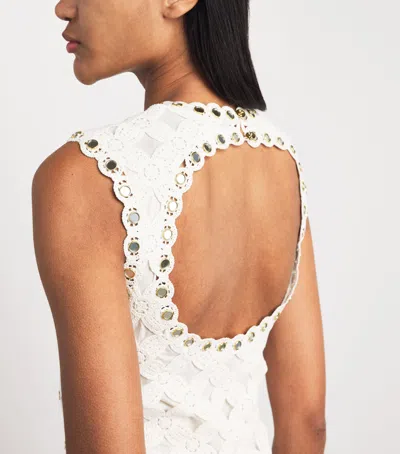 Maje Womens White Sleeveless Sequin-embellished Crochet Mini Dress