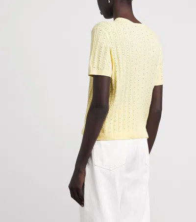 Maje Womens Yellow Rhinestone-embellished Knitted Cotton Cardigan
