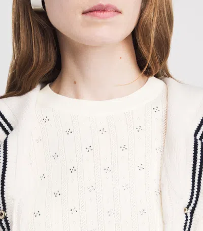 Maje Wool-blend Rhinestone Sweater In White