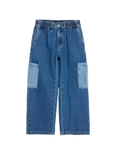 Desigual Elasticated Patchwork Jeans In Blue