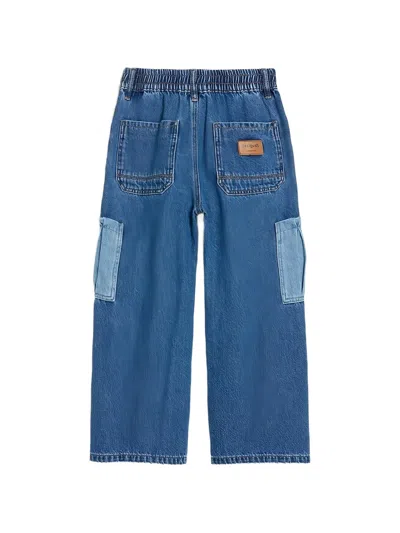 Desigual Elasticated Patchwork Jeans In Blue