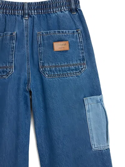Desigual Elasticated Patchwork Jeans In Blue