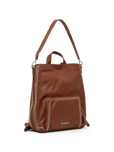 Desigual Medium Braided-trim Backpack In Red