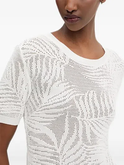 Desigual Open-work Leaf T-shirt In White