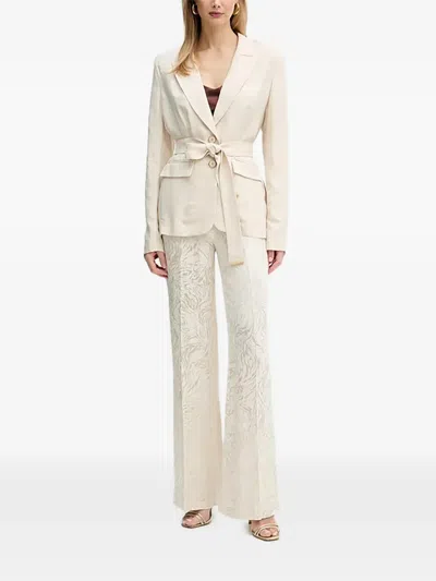 Silvian Heach Patterned Drawstring-fastening Palazzo Pants In White