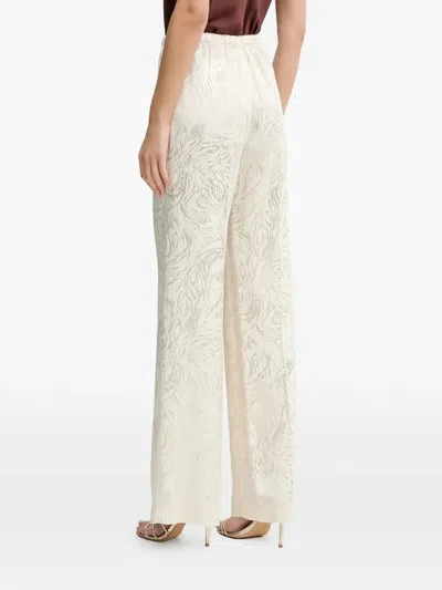 Silvian Heach Patterned Drawstring-fastening Palazzo Pants In White