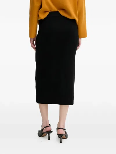 Dkny Cable Knit Split Skirt In Black