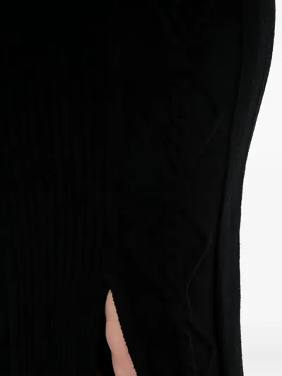 Dkny Cable Knit Split Skirt In Black