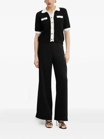 Morgan Button Collared Cardigan In Black