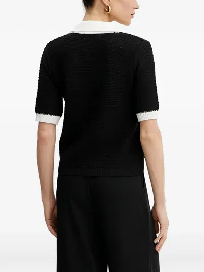 Morgan Button Collared Cardigan In Black