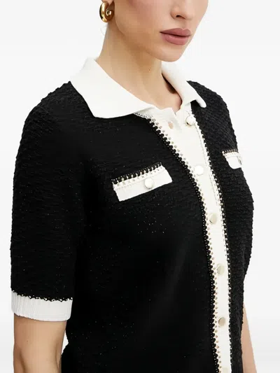 Morgan Button Collared Cardigan In Black