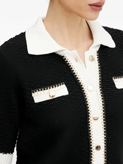 Morgan Button Collared Cardigan In Black