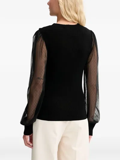 Morgan Button-embellished Blouse In Black