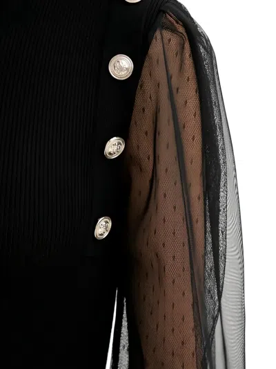 Morgan Button-embellished Blouse In Black