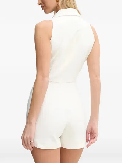 Morgan Buttoned Collar Playsuit In White