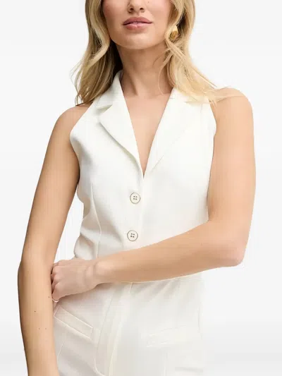 Morgan Buttoned Collar Playsuit In White